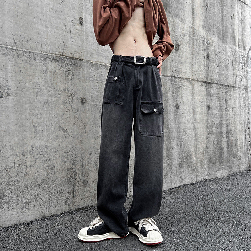 Men Jeans Vintage Jeans Vintage Straight-Leg Pants Oversize Wide Leg Pants