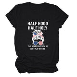 HALF HOOD HALF HOLY Loose Crew Neck Women's Short Sleeve T-Shirt