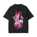 Washed vintage short-sleeved T-shirt oversize