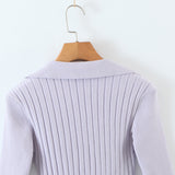 Women Sweater Knitwear Vintage Polo Lapel Lace-up Sweater Autumn Sexy Slim Long Sleeve Sweater