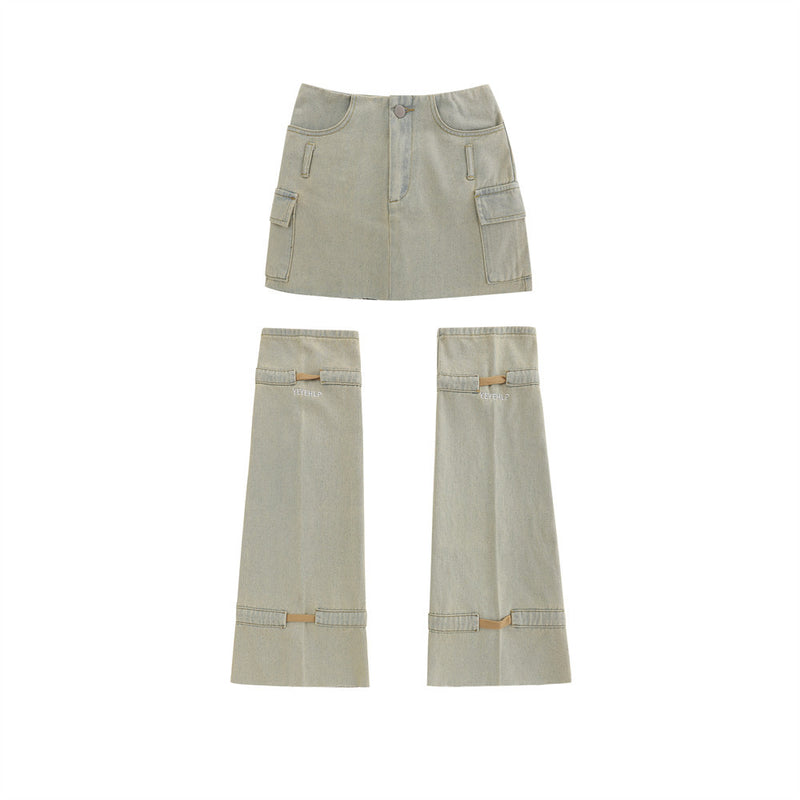 Women Skirt Denim Skirt A- Line Skirt Summer Washed and Worn Skirt