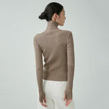 Women Sweater Knitwear Turtleneck Sweater Threaded Cotton High Elastic Slim Fit Finger Fit Design Long Sleeve Sweater Spring
