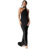 Women Dresses Summer Sexy Backless Sheath Slim-Fit Evening Dress Dress (Bla0420)
