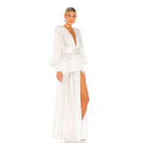 Women Dresses Evening Dress Autumn Sexy Lantern Sleeve Dress (Zns0409)