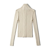 Women Sweater Knitwear Turtleneck Sweater Threaded Cotton High Elastic Slim Fit Finger Fit Design Long Sleeve Sweater Spring