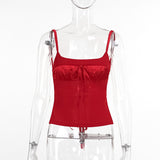 Women Tops Spring Slim-Fitting Suspenders Vest Sexy Backless Bow Top
