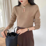 Women Knitwear Autumn and Winter Hollow out Sweater Slim Knit Bottoming Shirt