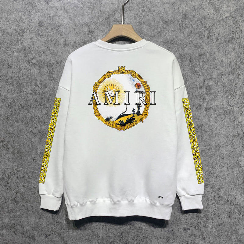 Amiri Long Sleeved Shirt Fashion Brand Crew Sweatshirts round Neck Sweater