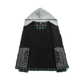 Unisex Winter Cotton Coat Plaid Hooded Fleece Padded Coat Vintage Loose and Warm Cotton-Padded Coat