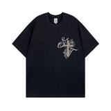 Men T Shirt Vintage Skull Print Short Sleeve T-shirt