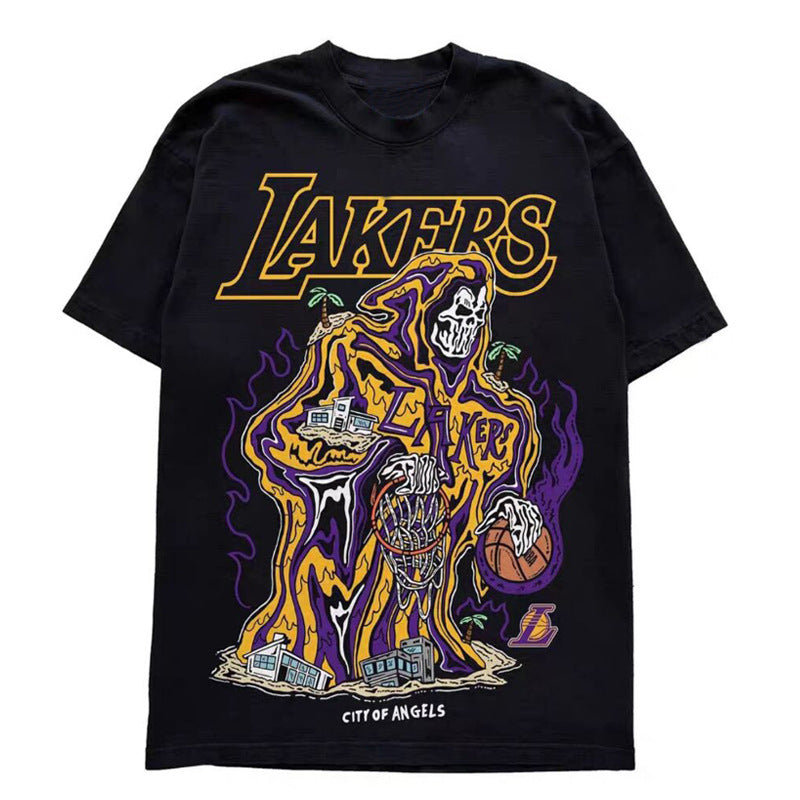 NBA T-Shirts Warren Lotas NBA Street Trend T-Shirt Sports Short Sleeve Top