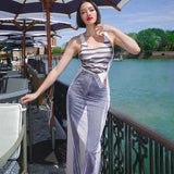 Women Dresses Summer Casual Printed U-Neck Sleeveless Slim Fit Dress