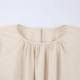 Women Dress Casual Hollow round Neck Puff Sleeve Dress