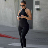 Women Jumpsuit Summer Backless Slim Fit Yoga Sports Jumpsuit (Hawthaw0412)