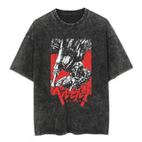 2024Streetwear Tshirt Japanese Anime Graphic Vintage Washed