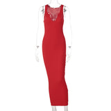 Women Dresses Sexy Dress Summer Sexy U Collar Sleeveless Slim Fit Skirt