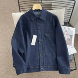 Women Jacket Spring and Autumn Loose Washed-out Lapel Casual Workwear Denim Jacket