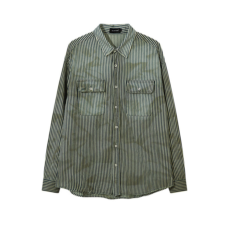 Unisex Vintage Shirt with Vertical Stripes