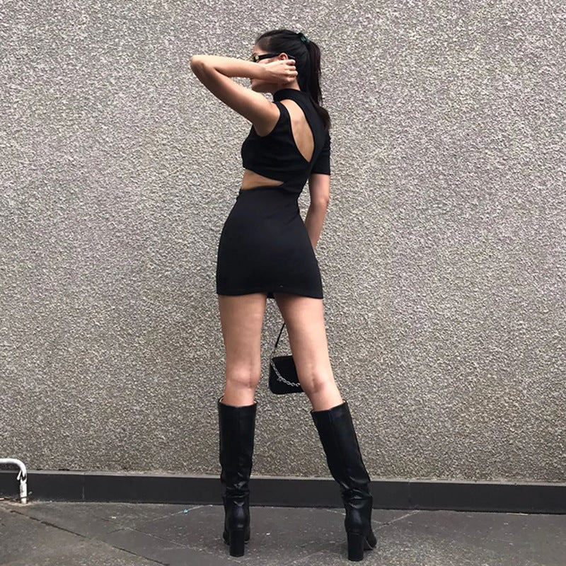 Women Dresses Knitted Hollow Sheath Skirt Autumn Sexy Dress