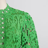 Women Dresses Spring Stand Collar Embroidery Hollow Dress (Qymy0409)