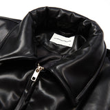 Unisex Winter Cotton Coat Lapel Leather Cotton Jacket Retro Loose PU Leather Coat