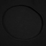 Women's Evening Dress Black Long Sleeve Bowknot Hollow-out Midriff Mini Skirt Sheath Bandage One-Piece Dress