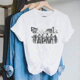 Cowboy Rodeo Hand Drawn Graphic T-Shirts Loose Short Sleeve