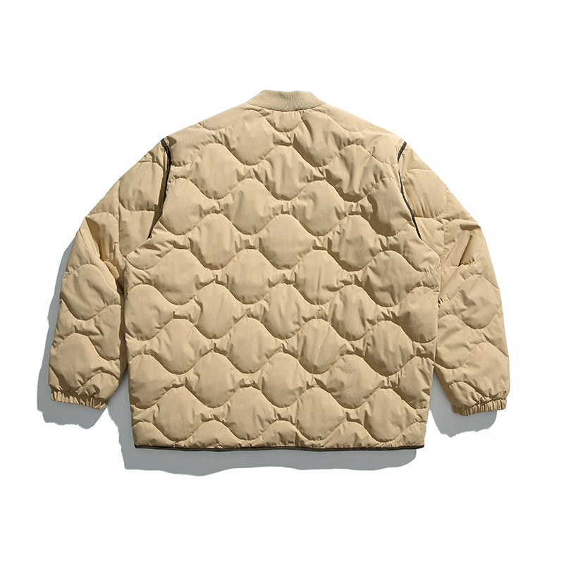 Unisex Winter Cotton Coat Baseball Collar down Jacket Vintage Liner down Jacket
