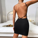 Women Dress Spring and Summer Sexy Backless Skirt Sleeveless Sling Dress