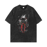 Retro washed old cotton t-shirt men's ONE PIECE loose short sleeves