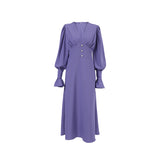 Women Dress Elegant Lantern Sleeve Chiffon Dress