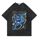 Washed retro t-shirt cartoon print graphic casual cotton summer short sleeves