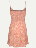 Robe Bridgerton Mulberry Silk Printed Short Sling Dress