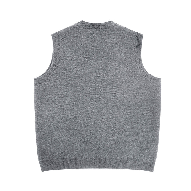 Men Vest Letter Sweater Vest Men Spring Loose-Fitting Casual round-Neck Sweater Vest