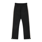 Men Sweatpants Side Patchwork Assorted Colors Casual Pants Men's Baggy Pants-Foot Zipper Slit Straight-Leg Trousers