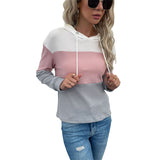 Women Knitted Sweater Autumn Casual Women's Clothing Long Sleeve Color Matching Hoodie Knitted
