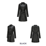 Red Leather Jacket Spring and Autumn Long Sleeve Leather Wind Coat