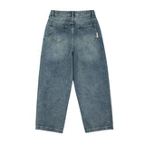Men Jeans Blue Jeans Retro Loose Straight-Leg Denim Trousers