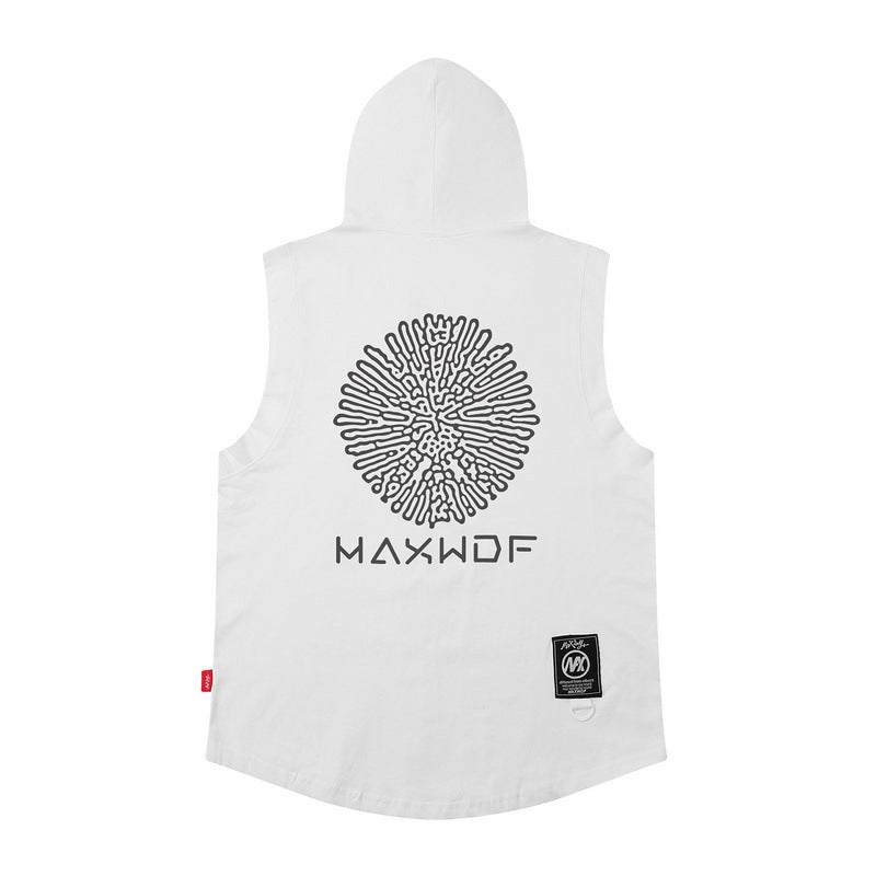 Men Vest Spring and Summer Retro Hip Hop Hooded Sweatshirt