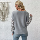 Women Knitted Sweater Autumn Long Sleeve Leopard Print Sweater