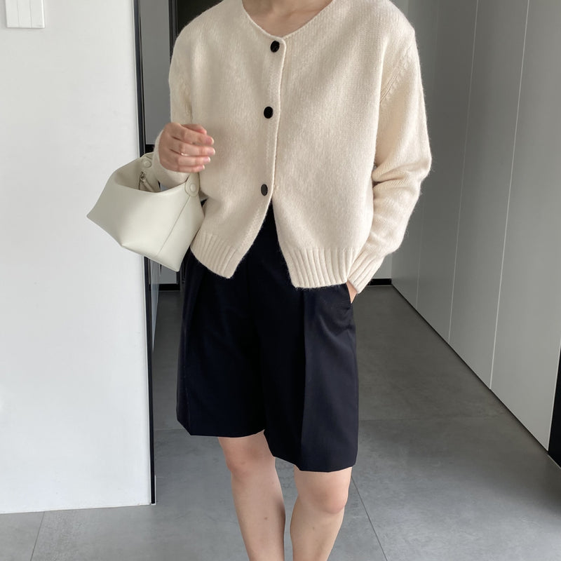 Women Cardigan Sweater Autumn Thick Sweater Button Long Sleeve round Neck Short Top Cardigan Coat 8t3119