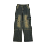 Men Jeans Retro Loose Wide-Leg Straight Trousers