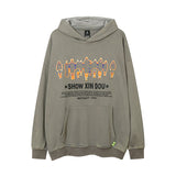 Men Hoodie Letter Graffiti Washed Casual Hooded Sweater