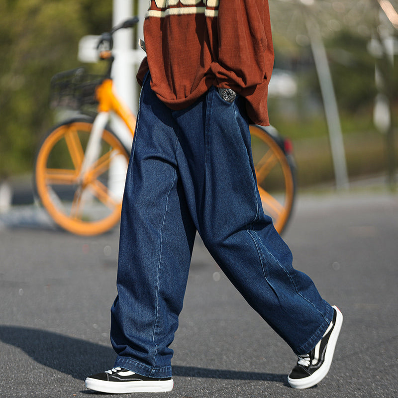 Men Jeans Washed Jeans Autumn Straight Wide Leg Pants Oversize Casual Pants