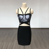 Women Evening Dress Sexy Strap Lace Dress Bandage Dress
