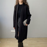 Women Cardigan Sweater Baggy Coat Lapel Cardigan Coat Mid-Length Sweater 8t7237