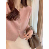 Women Knitwear Autumn Winter Retro round Neck Sweaters Cardigan