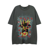 Men T Shirt Summer Letter Graffiti Half Sleeve T-shirt