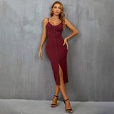 Women Dress Sexy V-neck Slim Fit Hip Bag Party Sling Dress
