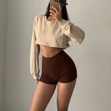 Women Yoga Sports Shorts Skinny Knit Sexy Sports Hot Pants